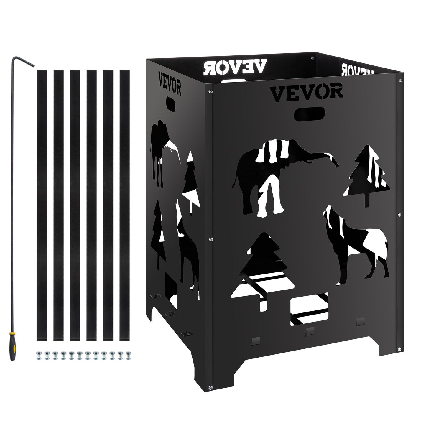 21x21x27 Inch Steel Burn Barrel Incinerator for Yard Waste - Black