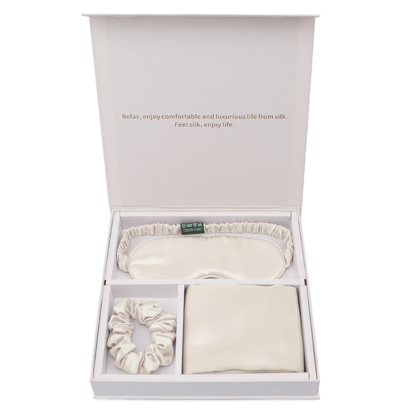 Silk Eye Mask Pillowcase Set with Hair Band - Sleep & Relaxation Gift Box