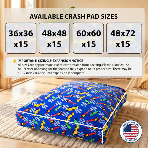 Sensory Crash Pad for Kids & Adults - Removable, Washable, Foam Blocks, Non-Slip, 60" x 60"