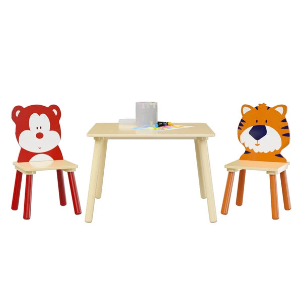 Kids Table And 2 Chairs Set, 3 Pieces Toddler Chair Wooden Activity