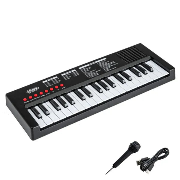 Kids Electronic Keyboard with Microphone - 37 Keys, 8 Tones & 8 Rhythms