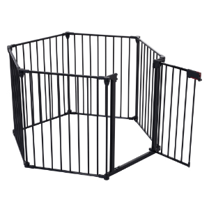150-Inch Adjustable Metal Safety Gate & Play Yard for Pets & Children Black