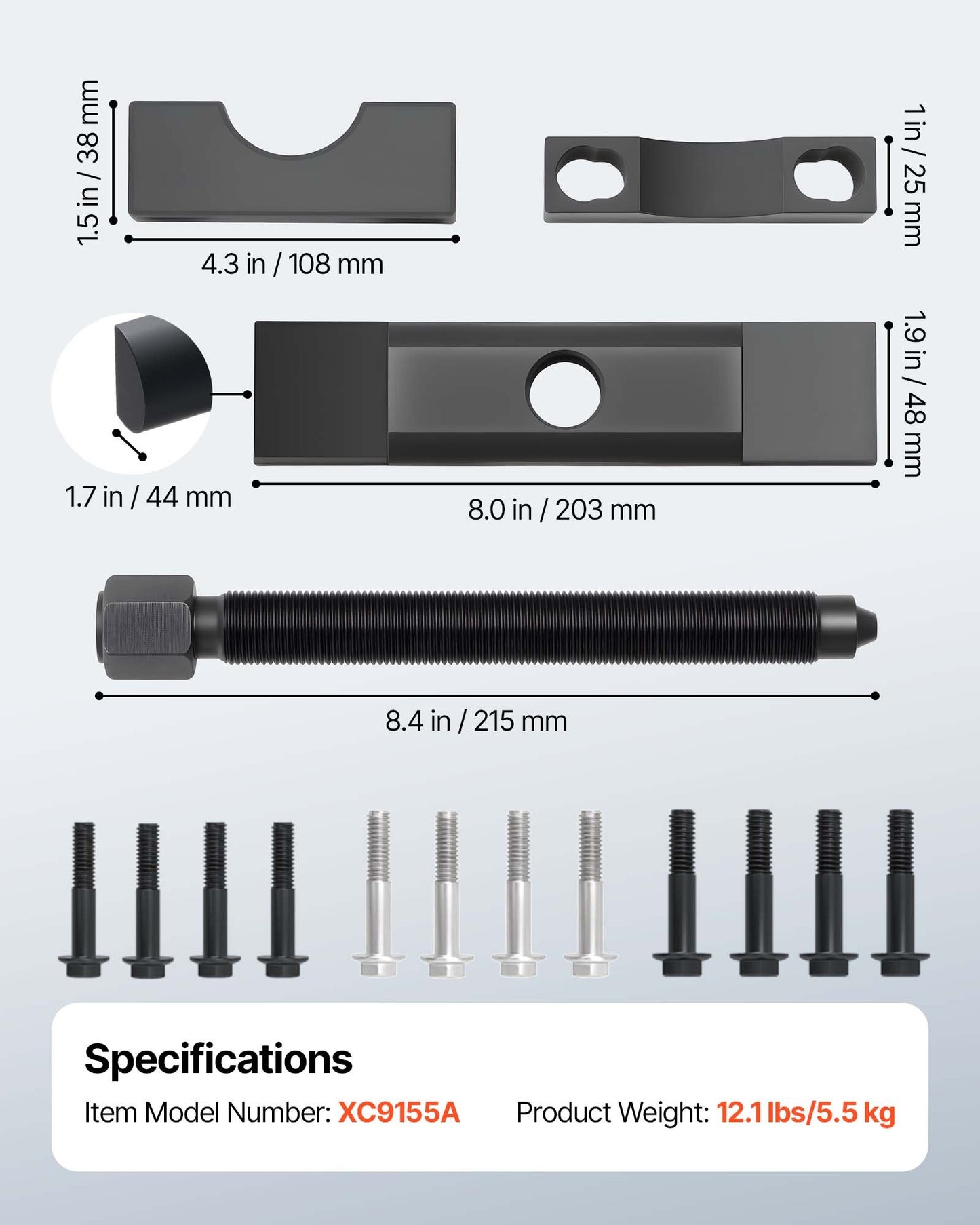 Heavy Duty Vehicle Yoke Puller Kit for Class 6-8 Trucks - Compatible with Kenworth, Peterbilt, Freightliner, Mack, Volvo