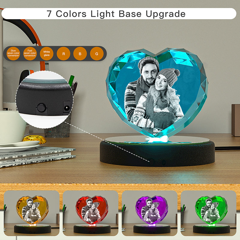 LED Light Base for 3D Crystal Displays - Wooden, Rotating & Color Options