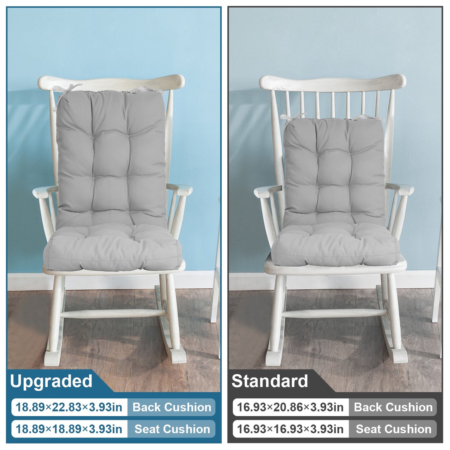 2-Piece Waterproof Rocking Chair Cushion Set with Non-Slip Ties