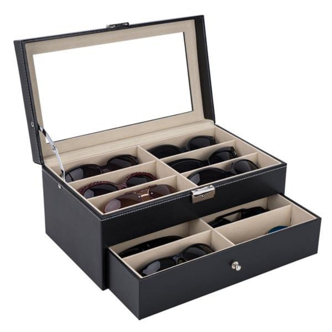 Leather 12 Piece Eyeglasses Storage And Sunglass Glasses Display