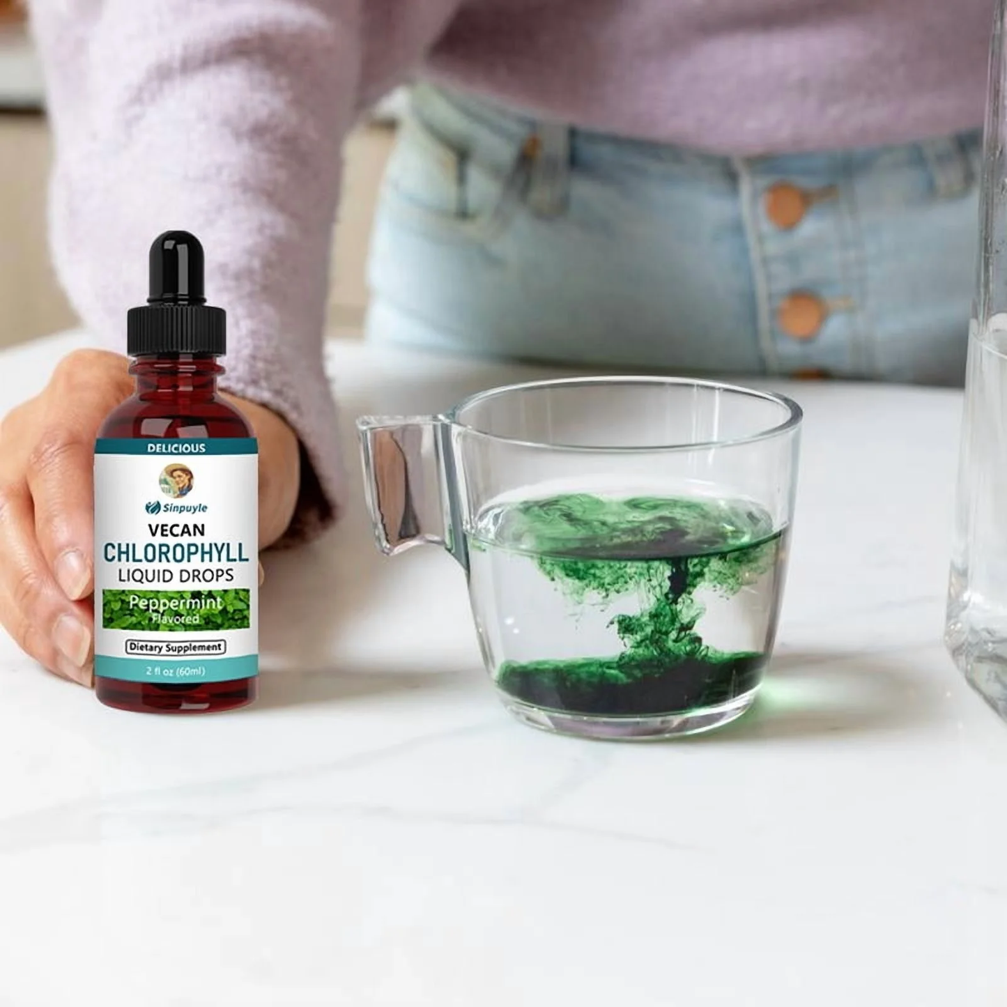 Vegan Chlorophyll Liquid Drops - Peppermint Flavored Detox Supplement 60ml