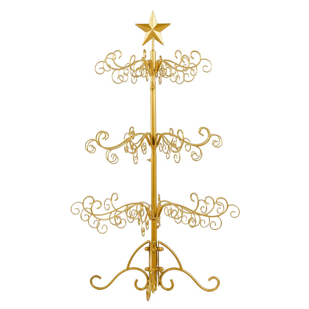 3ft Wrought Iron Christmas Tree Stand - Gold Ornament Display