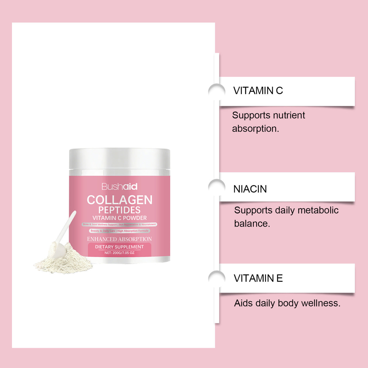 Collagen Vitamin C Powder 200g Dietary Supplement for Skin & Hair Health