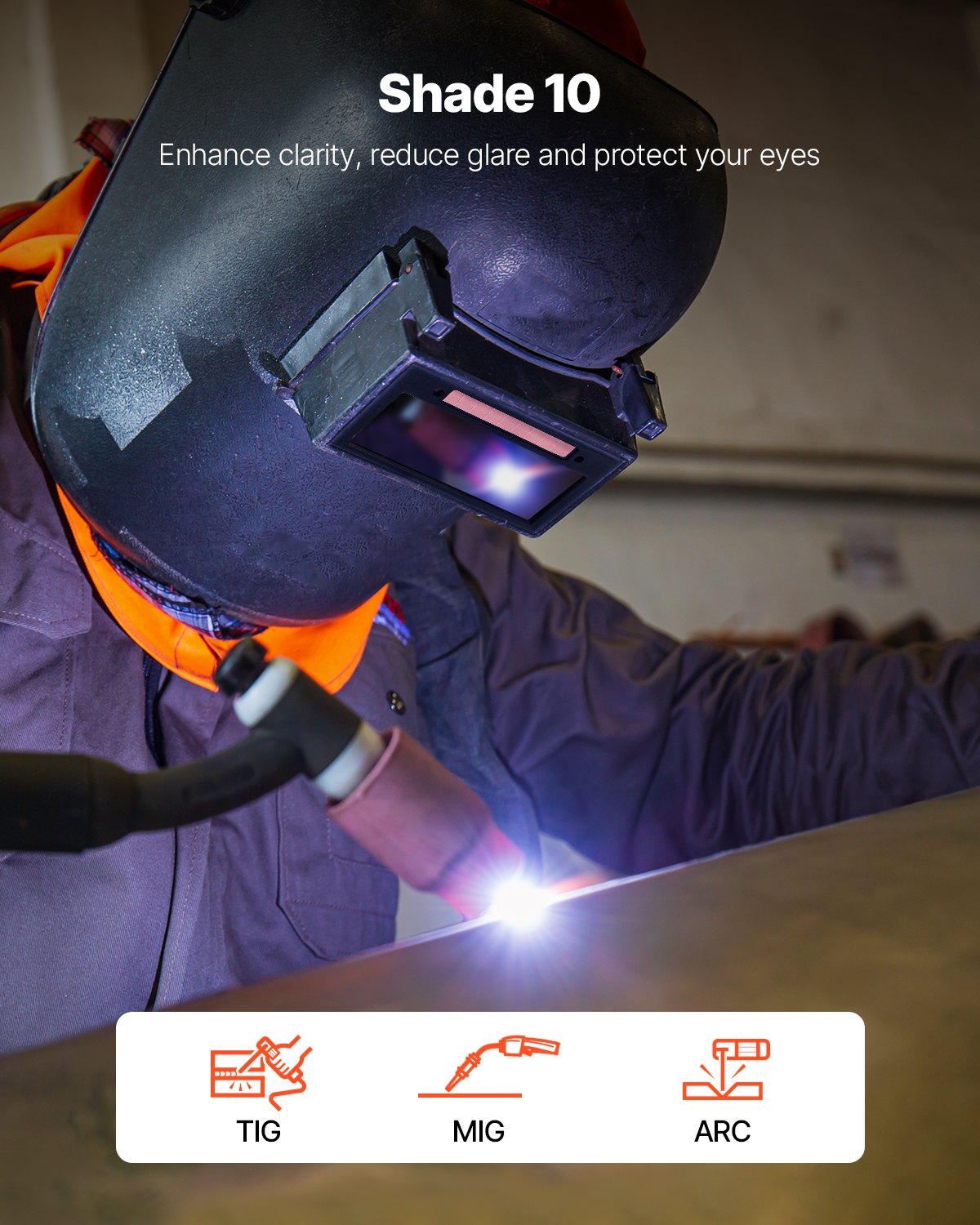 Auto Darkening Welding Lens 4.25 x 2 Inches Shade 10 True Color with Dual Sensors