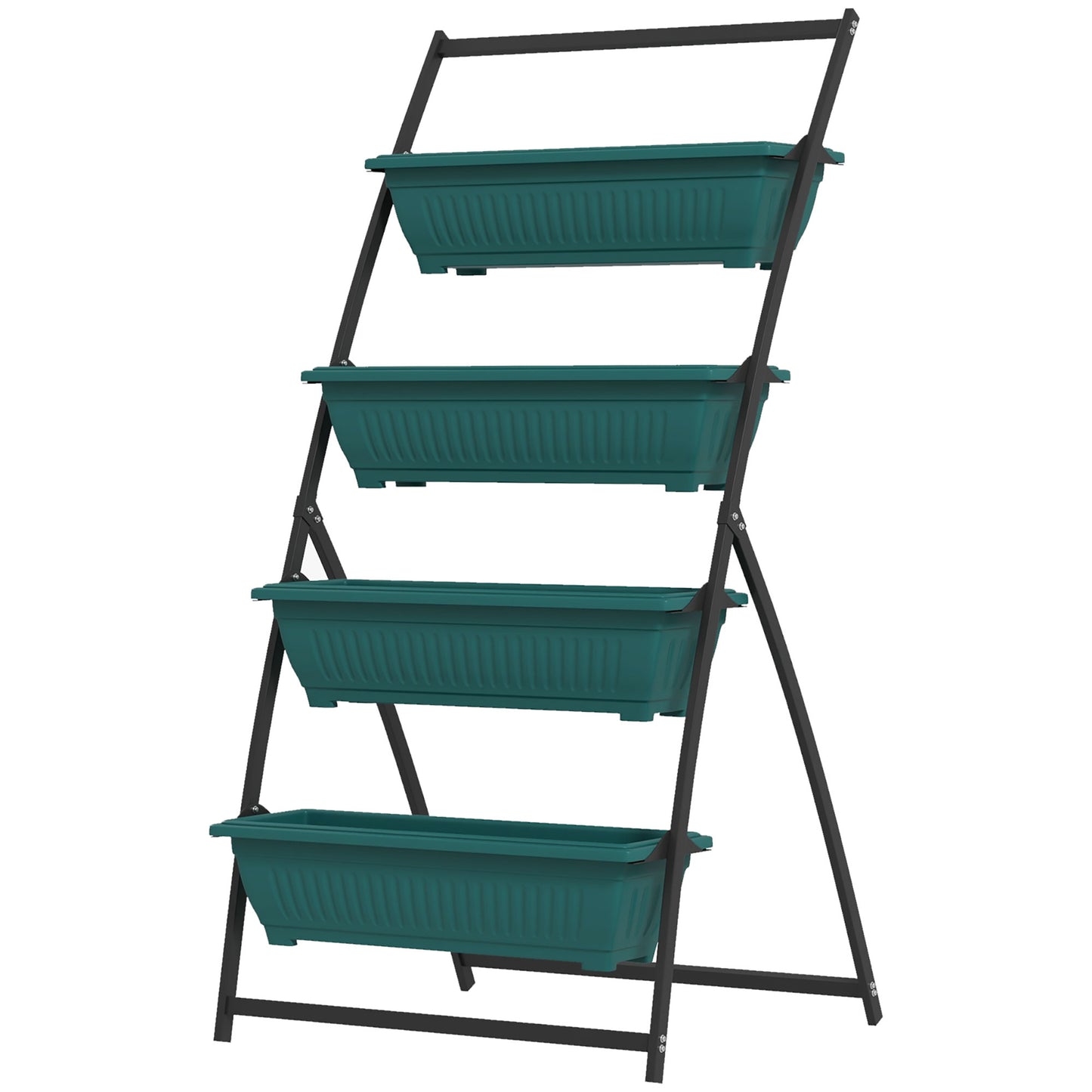 Vertical Garden Planter Stand with 4 Stacked Boxes for Outdoor & Indoor Use - Green