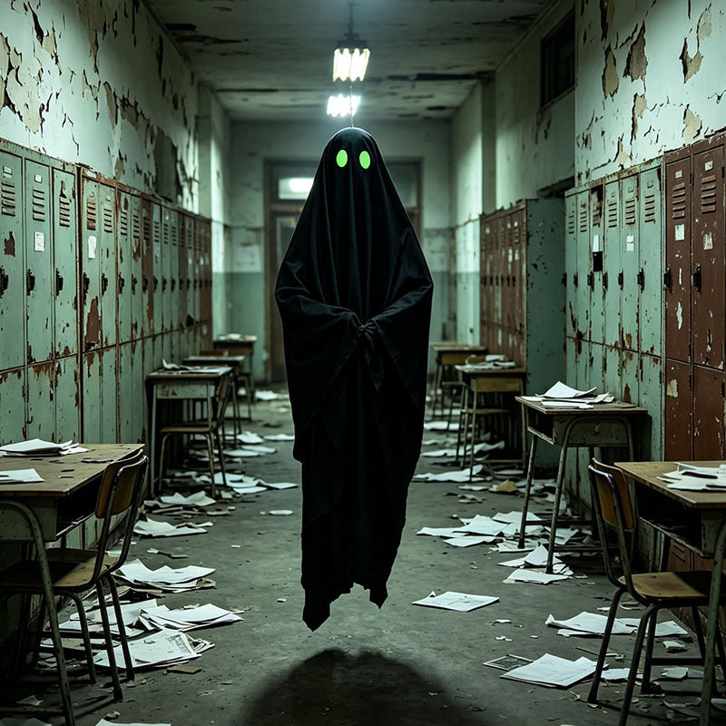 Glow-in-the-Dark Black Ghost Hanging Decoration for Outdoors & Windows