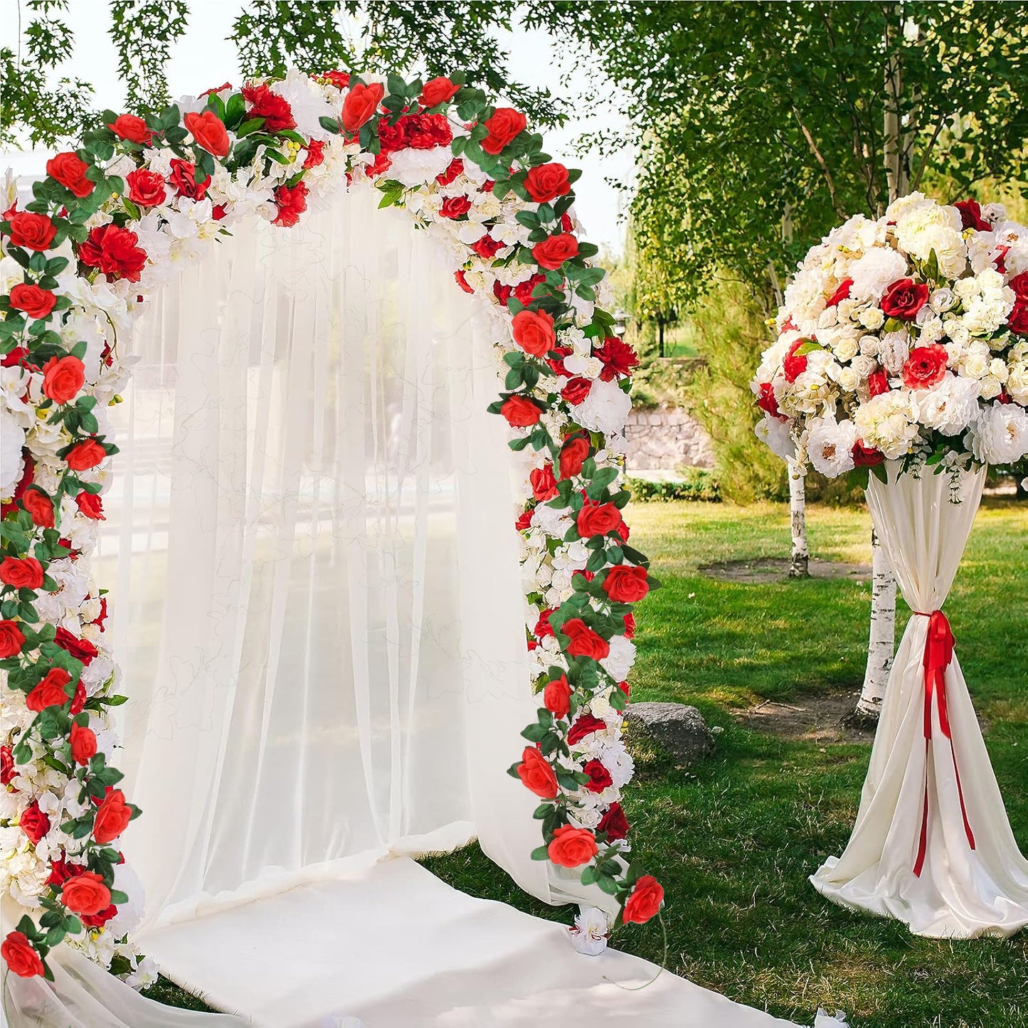 Red Artificial Eucalyptus Garland - 230cm Floral Vine Decoration