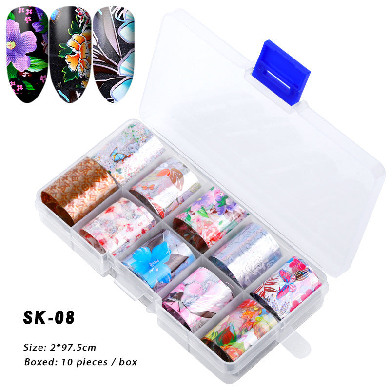 Holographic Nail Foils Stickers - 10 Sheets