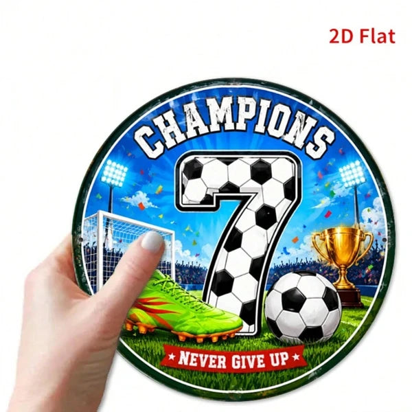 Champions Soccer Number 7 Metal Tin Sign - 7.87 Inch