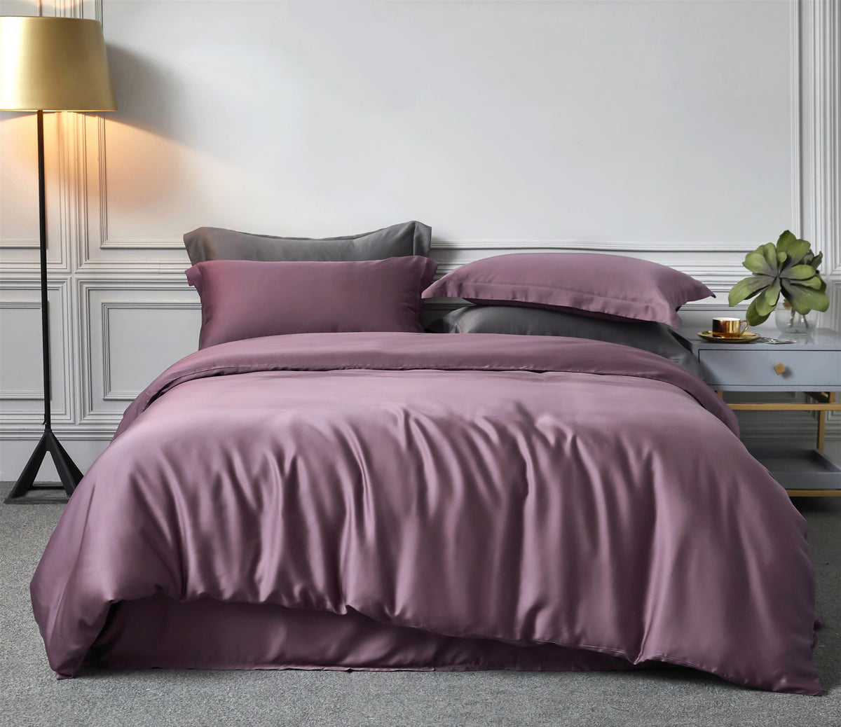 Double-Sided Tencel Bed Sheets and Bedding Set - Blue, Pink, Grey, 1.5m-2m Sizes