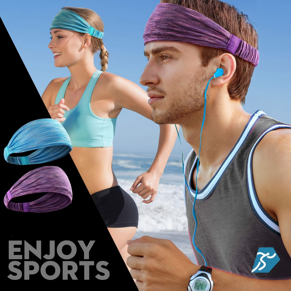 5 Pack Sports Headbands for Men & Women - Non-Slip Sweatbands