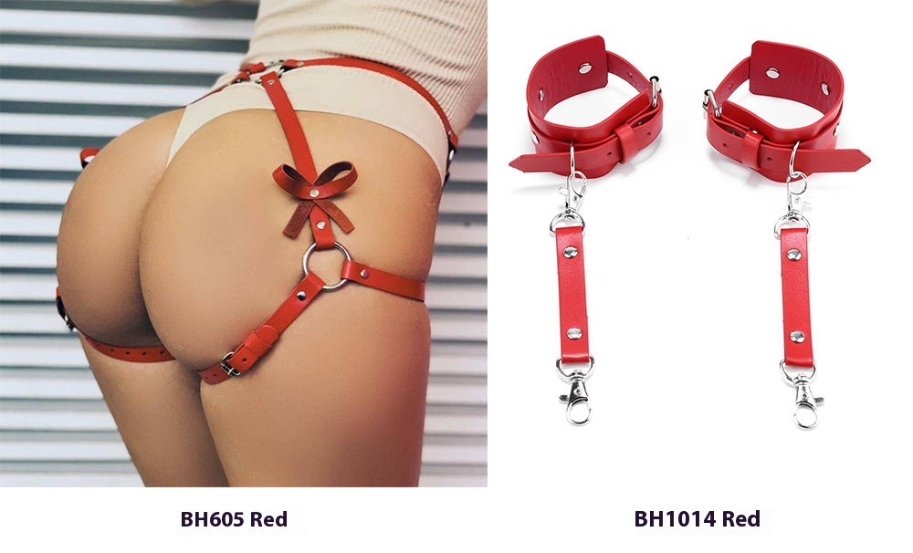 Bondage Waist Belt with Handcuffs for Adult Bondage Games - Multiple Colors