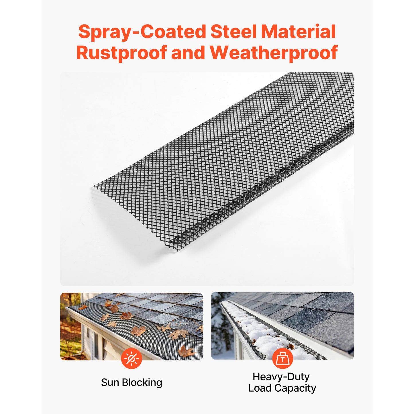 Heavy-Duty Gutter Guard 75 Ft Steel Leaf Screen Black - Easy DIY Installation
