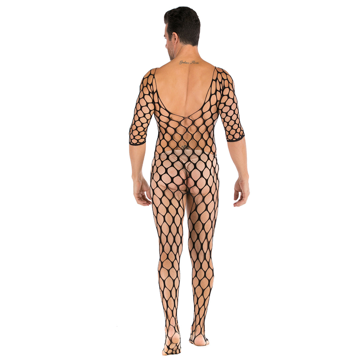 Men's Mesh Jumpsuit Long Sleeve Cosplay Costume Black One Size