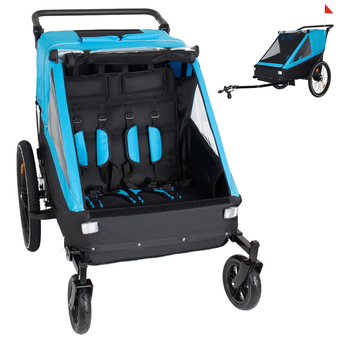 2 In 1 Kids Bike Trailer And Stroller For To Children, Jogging