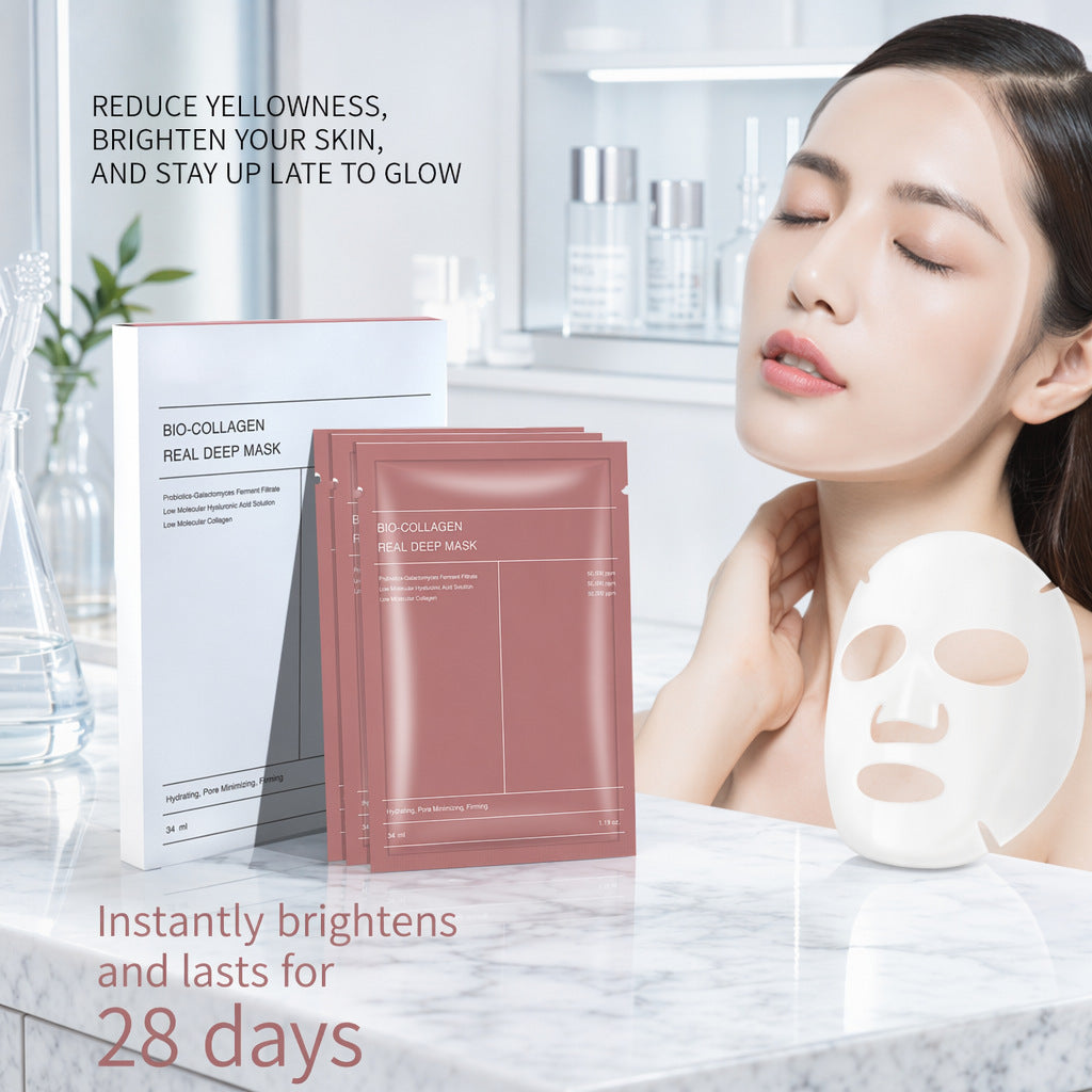 Bio Collagen Facial Mask -pink, Without Logo- 34ml X 4 Pieces 1box