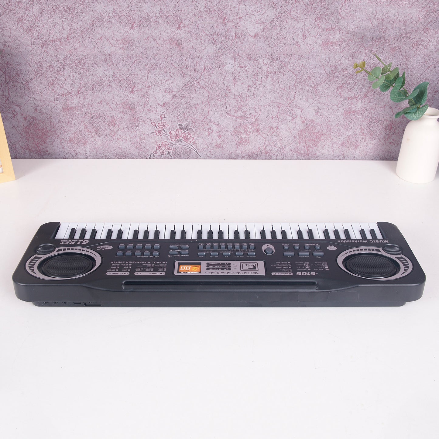 61-Key Digital Music Keyboard for Kids - Black Electric Piano
