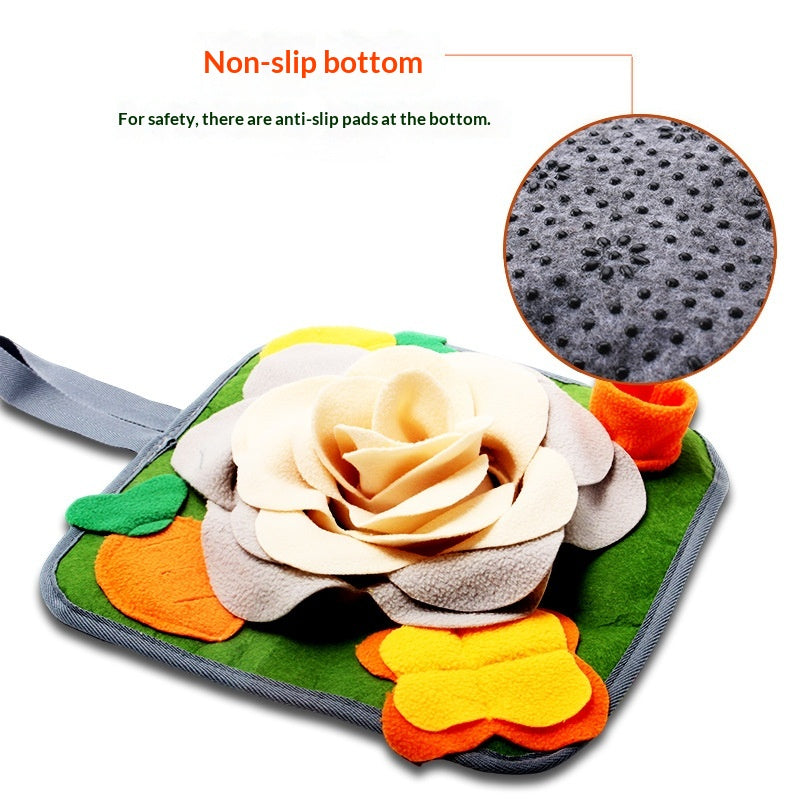 Pet Sniffing and Feeding Pad with Floral Pattern - Beige Gray