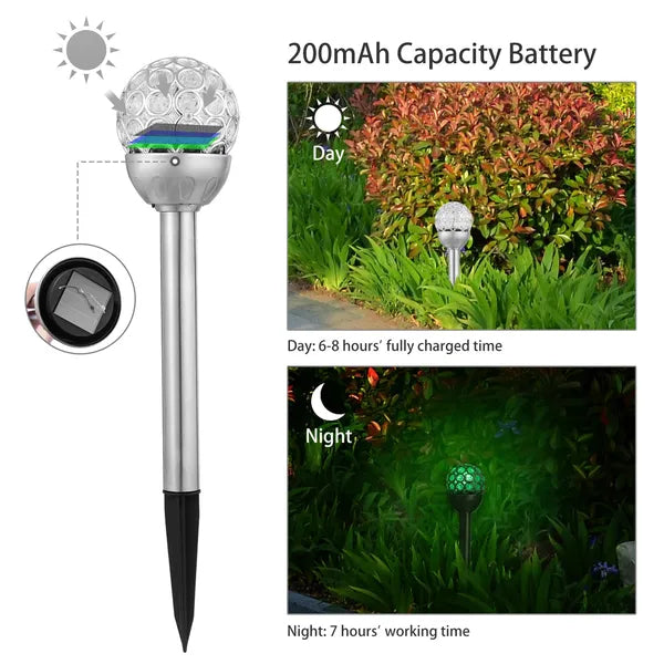 3 Pcs Solar RGB Garden Lights - Waterproof Stainless Steel Outdoor Decor