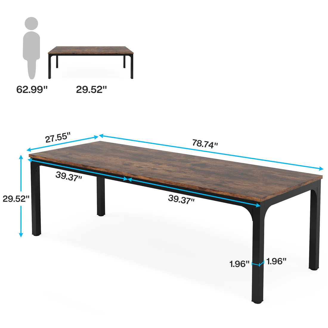 Office Desk with Dual Workstation - Rectangle Conference Table