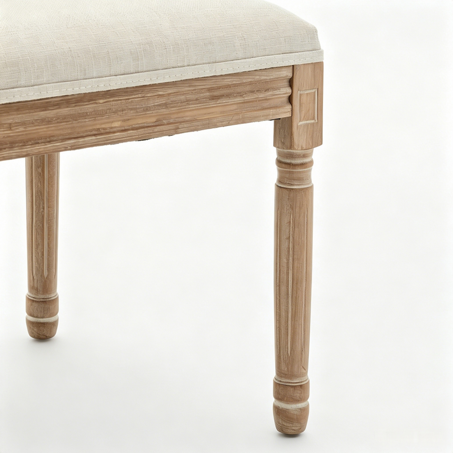 Farmhouse Dining Chairs - Solid Wood Frame with Cushioned Seat, Set of 2, Beige