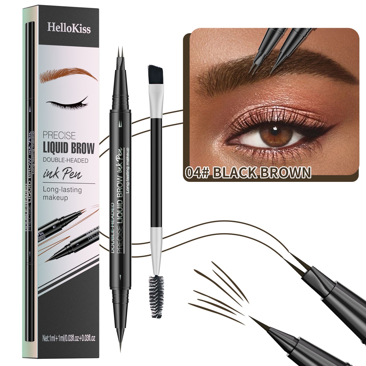 Waterproof Double-Head Eyebrow Pencil 2-in-1 Liquid & Powder Makeup Set