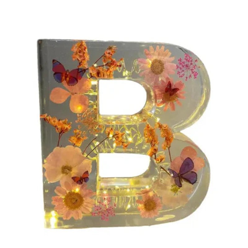 Floral Alphabet Resin Home Decor Gift Without Lighting - Modern Minimalist