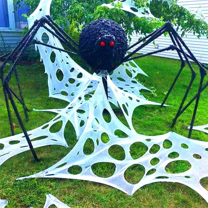 Elastic Mesh Spider Web Halloween Decoration Mesh Support 4 Sizes
