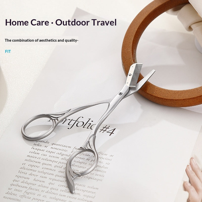 Stainless Steel Eyebrow Scissors with Comb - Precision Grooming Tool