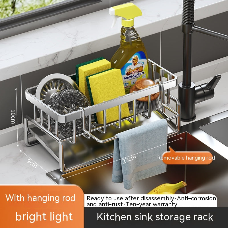 Multifunctional Kitchen Sink Drainage Basket Shelf - Black, Gray & White