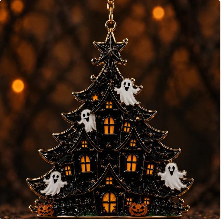 Halloween Christmas Tree Acrylic Decorations Set - Festive Holiday Ornaments