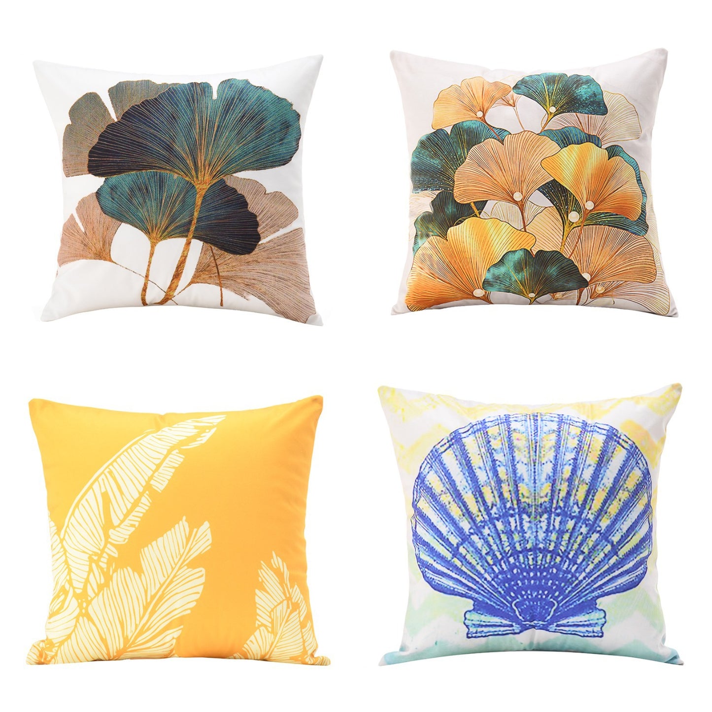 Short Plush Ginkgo Leaf Pillow Cover - Modern Home Decor Cushion