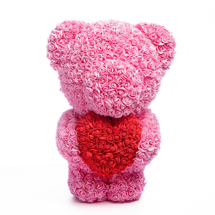 Immortal Rose Bear Heart Gift - Handmade Floral Decoration for Home & Party