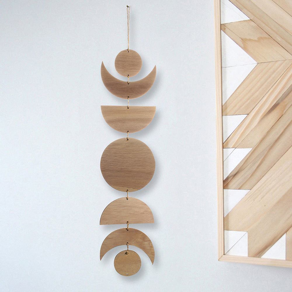 Sun And Moon Wooden Pendant Home Decor Log Wood Chips Ornament