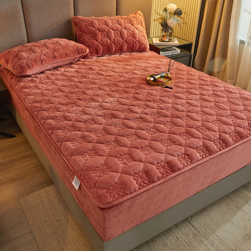 Milk Plush Cotton Fitted Bed Sheet - Soft, Warm & Durable Bedding