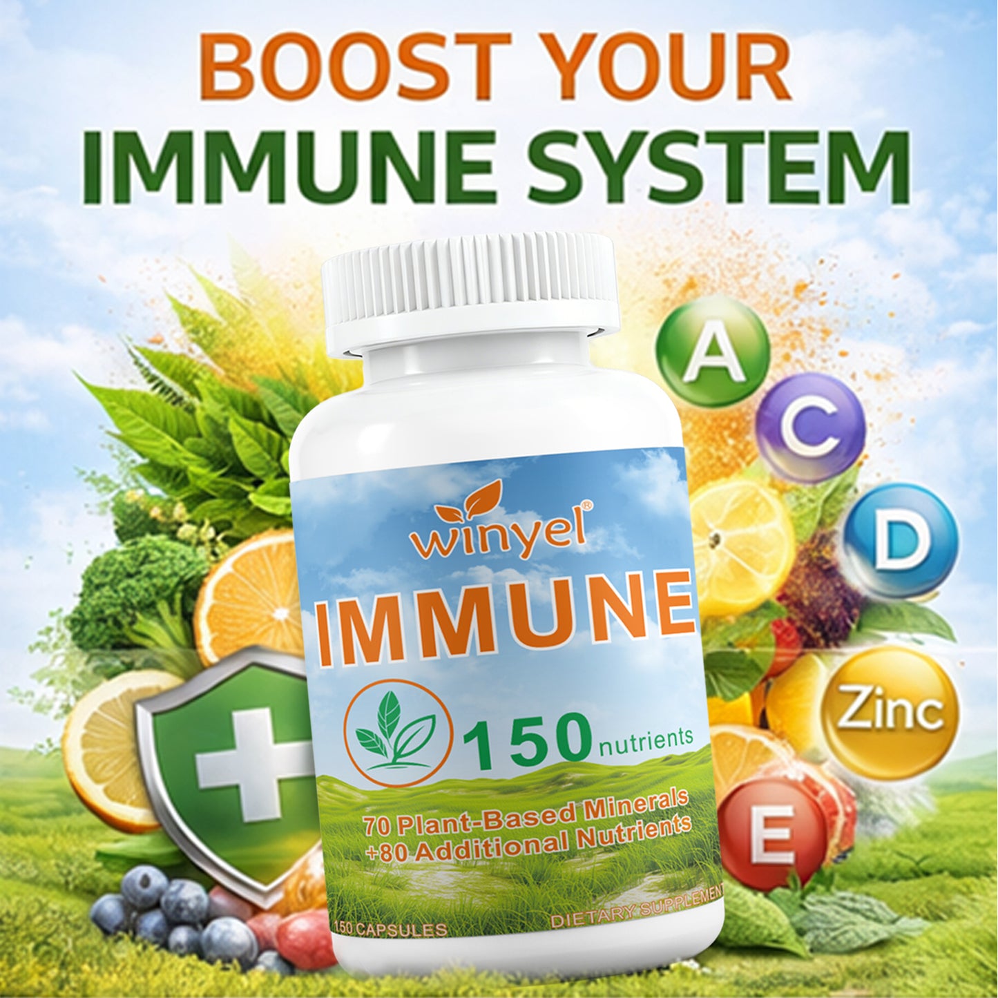 Immune Support Multivitamin Capsules - 150 Count Daily Supplement