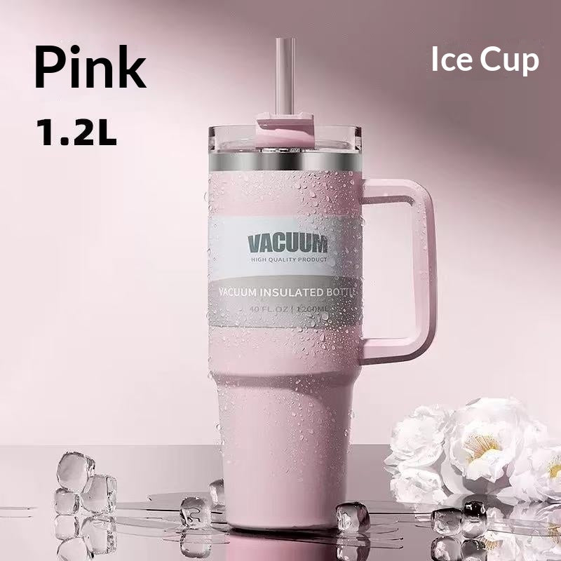 40oz Stainless Steel Iced Coffee Tumbler with Straw – Multiple Colors & 1200ml Capacity