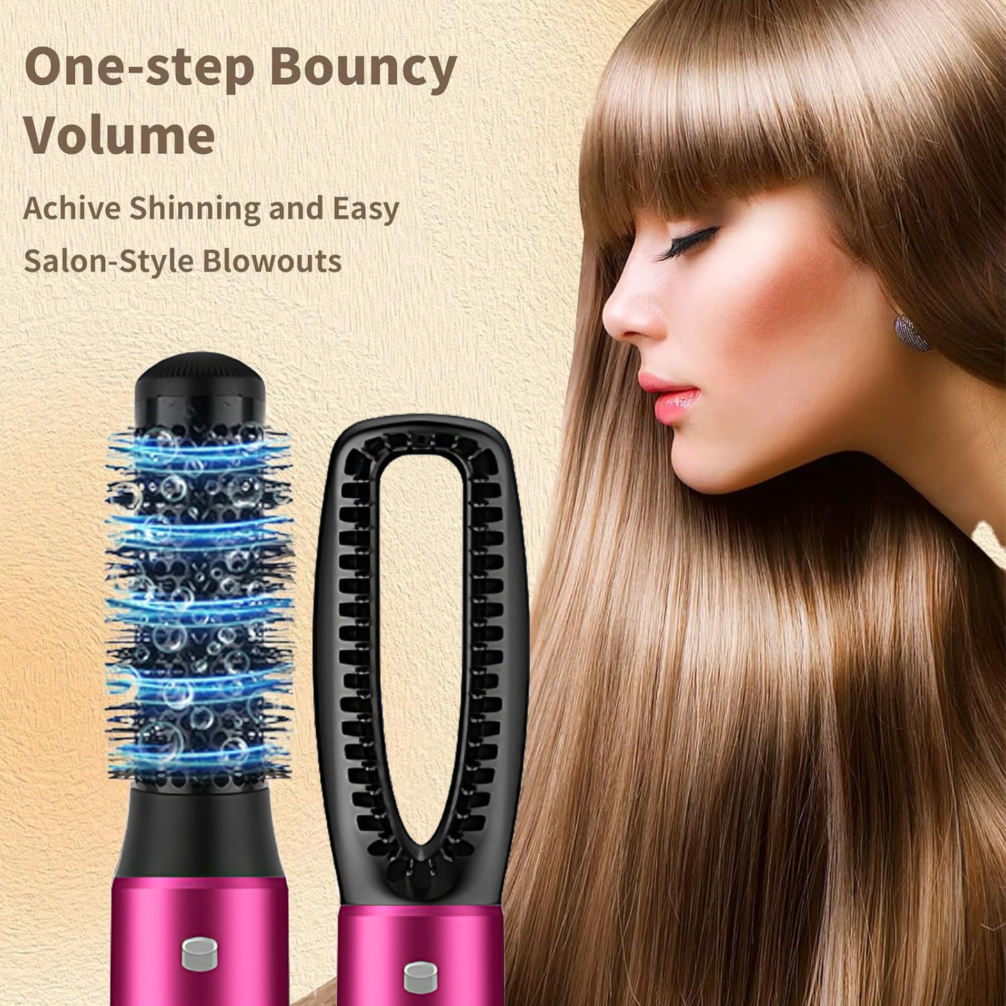 5-in-1 Ionic Hair Dryer Brush Kit - Detachable Styling Heads, 1000W