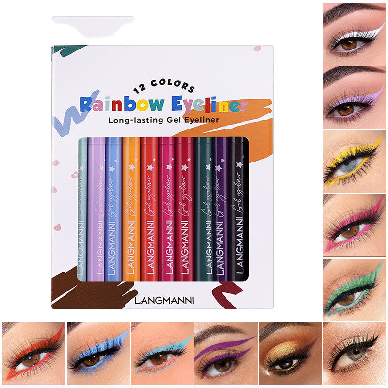 12-Color Eyeliner Set with Smudge-Resistant Formula for Eye Makeup