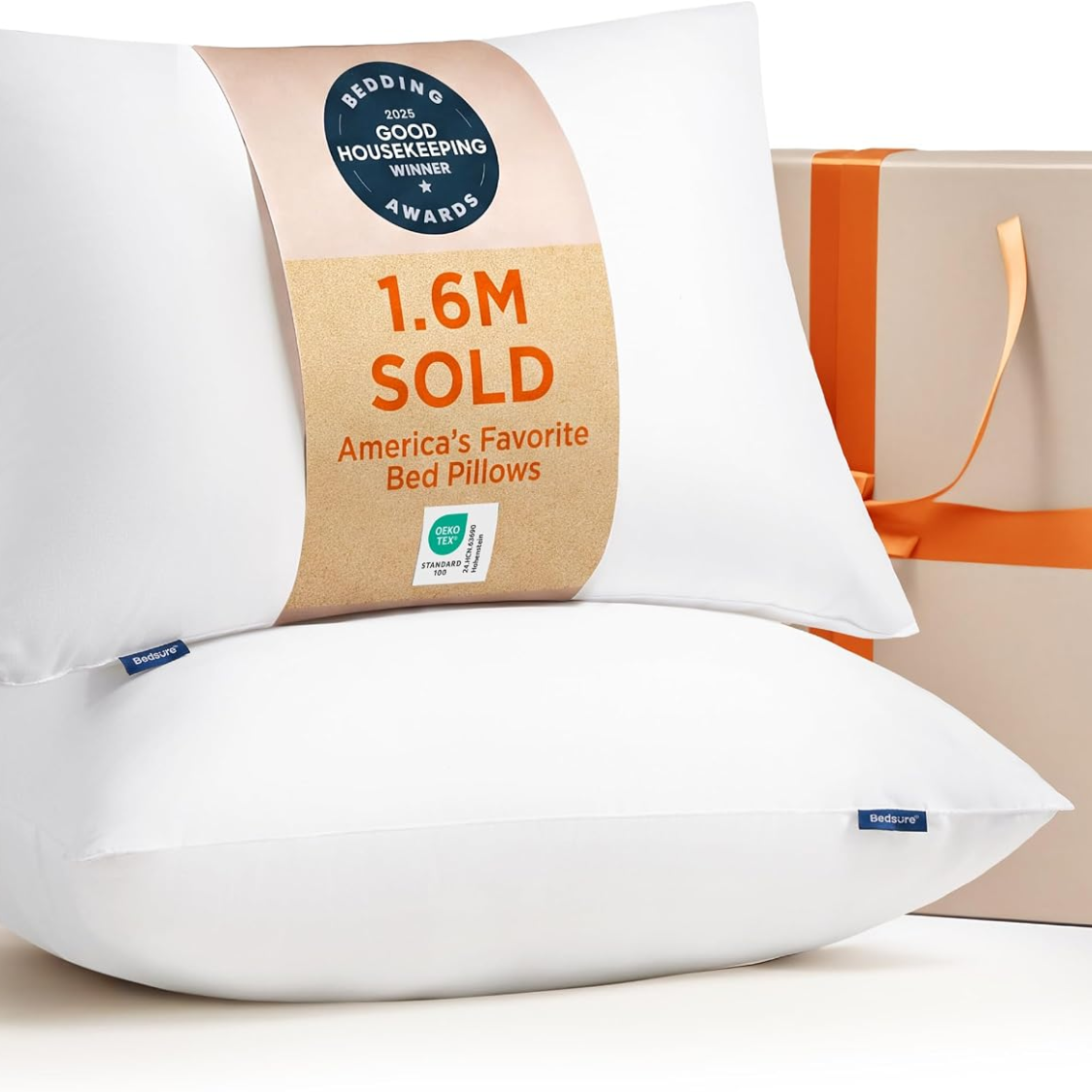Queen Full Bed Pillow 28x19 Inch Soft Down Filling for Sleepers - White