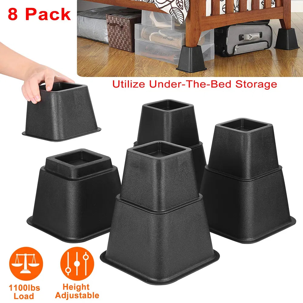 Adjustable Furniture Risers - 8-Piece Set with 500kg Capacity