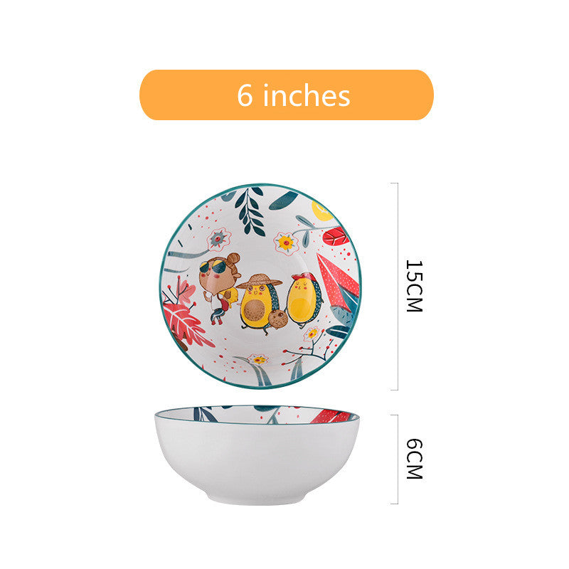 Ceramic Tableware Set with Rainforest Pattern - Nordic Style Dinnerware Collection