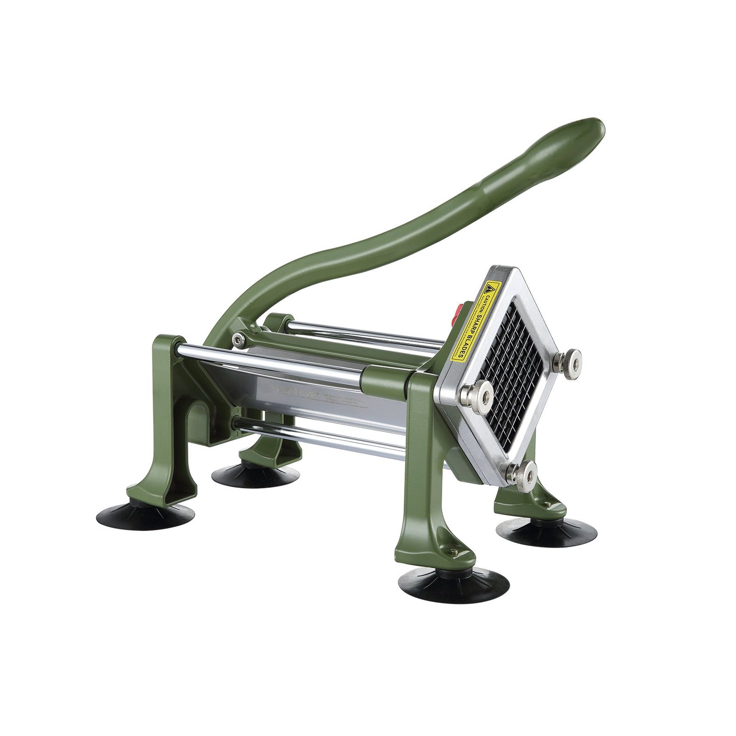 Stainless Steel French Fry Cutter with 2 Blades - Vegetable Slicer, Green