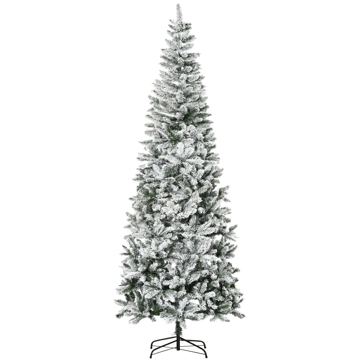 9ft Snow-Flocked Slim Pine Artificial Christmas Tree - Green